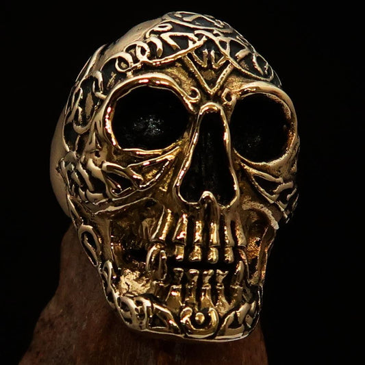 Excellent crafted Men's Celtic Skull Ring - Solid Brass-1