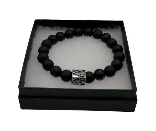 MEN'S ONYX MASONIC BRACELET-0