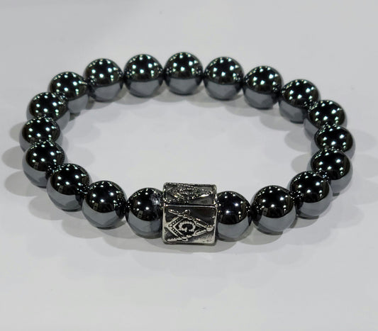 MEN'S HEMATITE MASONIC BRACELET-0