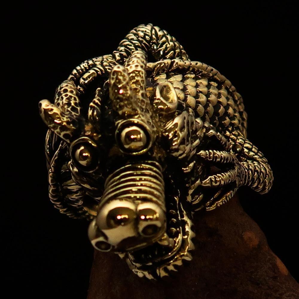 Excellent crafted Men's Dragon Ring - Solid Brass-1