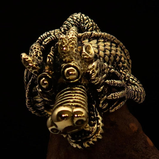 Excellent crafted Men's Dragon Ring - Solid Brass-1