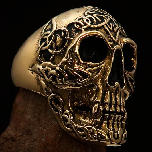 Excellent crafted Men's Celtic Skull Ring - Solid Brass-0