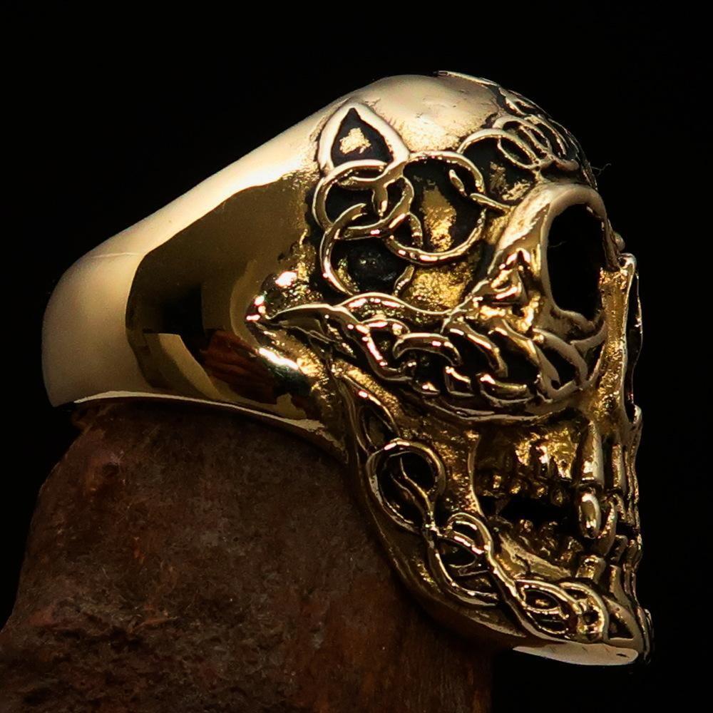 Excellent crafted Men's Celtic Skull Ring - Solid Brass-2