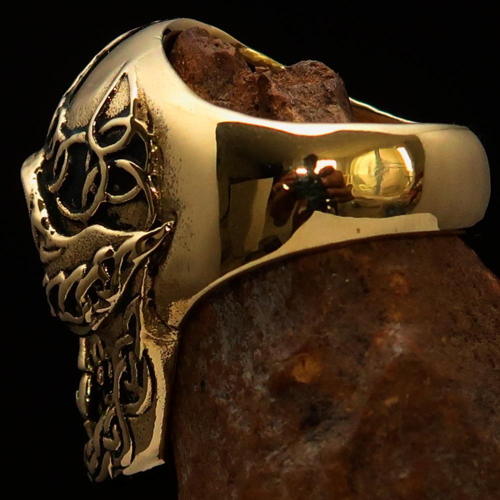Excellent crafted Men's Celtic Skull Ring - Solid Brass-4